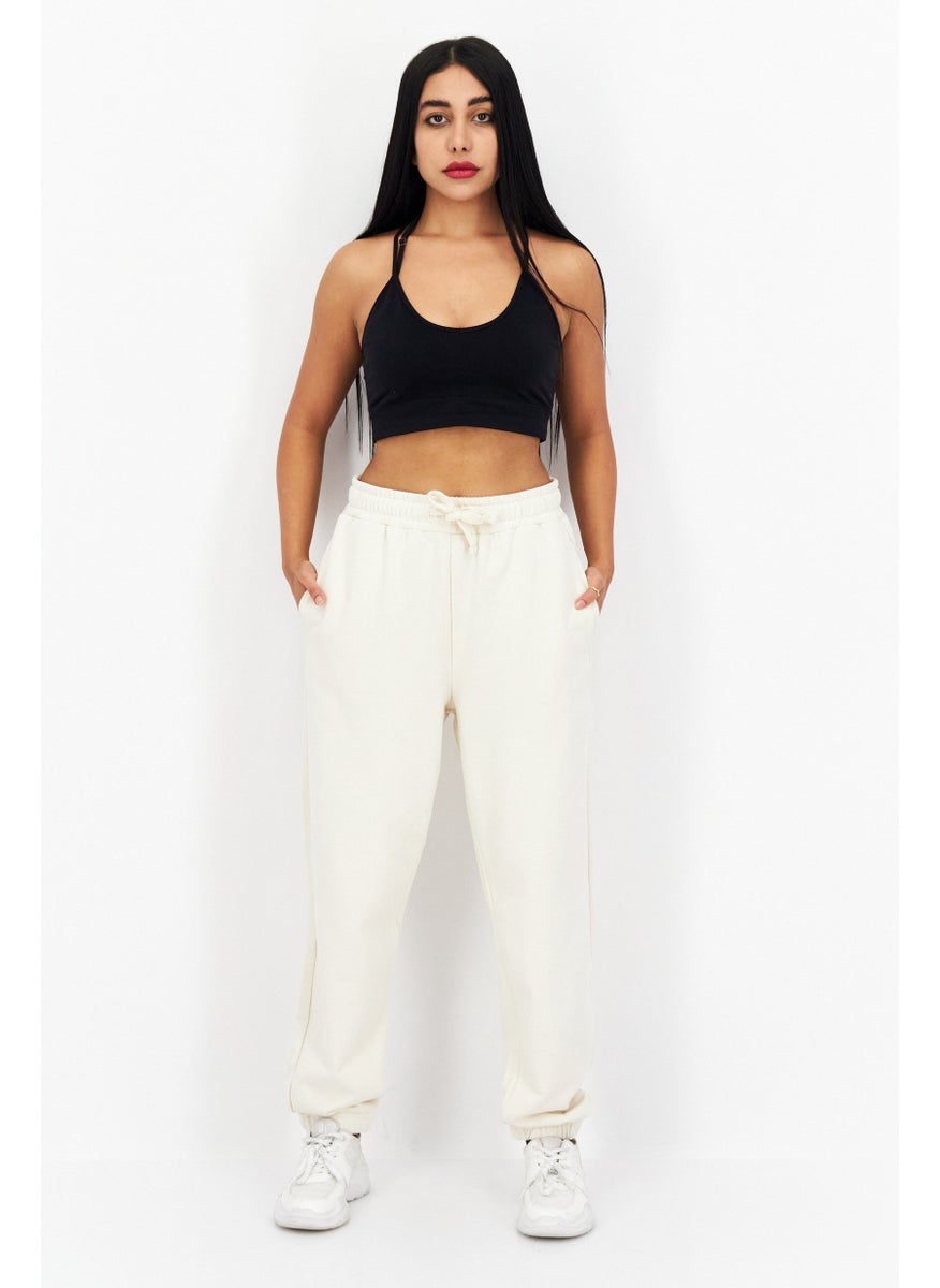 Tchibo - Women Regular Fit Plain Sweatpants, Beige - Image 1