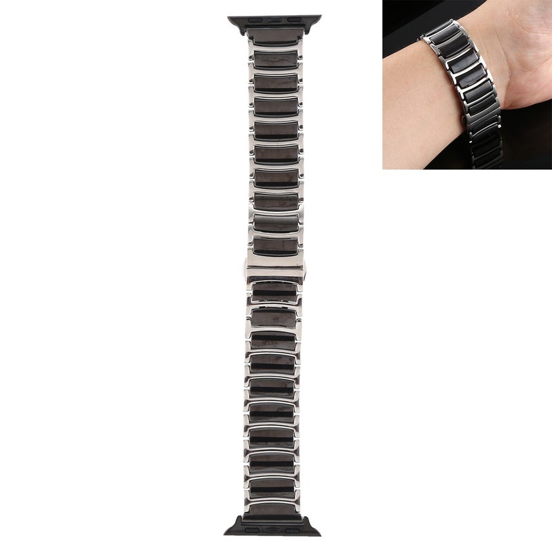 erorex For Apple Watch Series 7 45Mm / 6 & Se & 5 & 4 44Mm / 3 & 2 & 1 42Mm Ceramic Steel Watch Band(Black) - Image 1