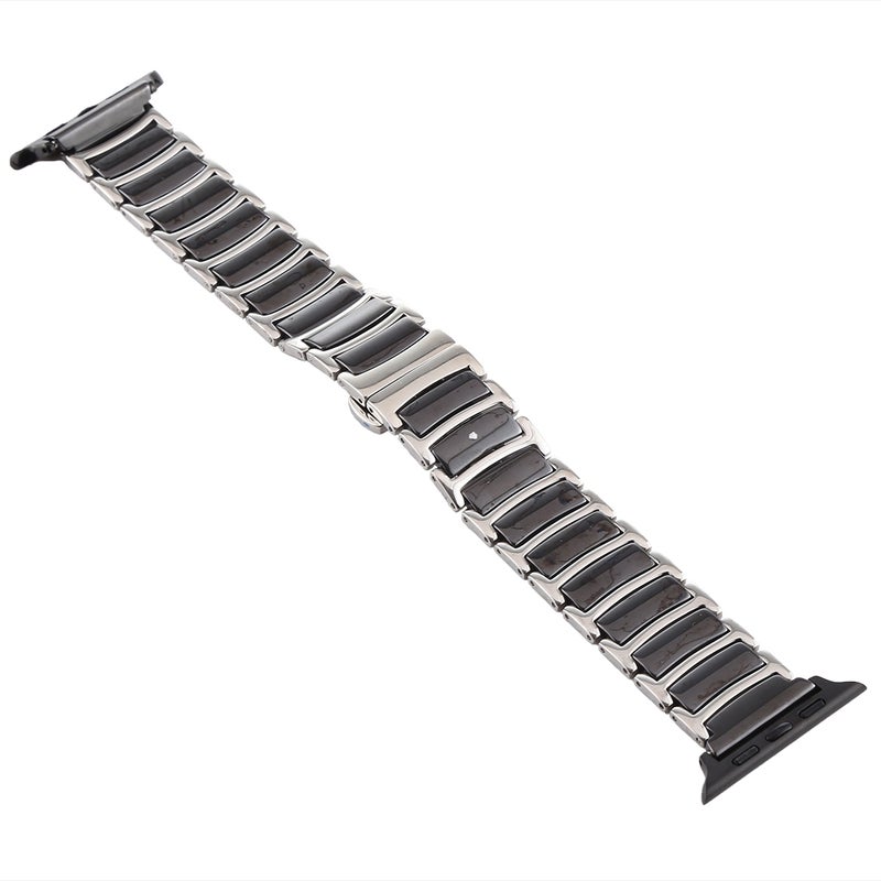 erorex For Apple Watch Series 7 45Mm / 6 & Se & 5 & 4 44Mm / 3 & 2 & 1 42Mm Ceramic Steel Watch Band(Black) - Image 2