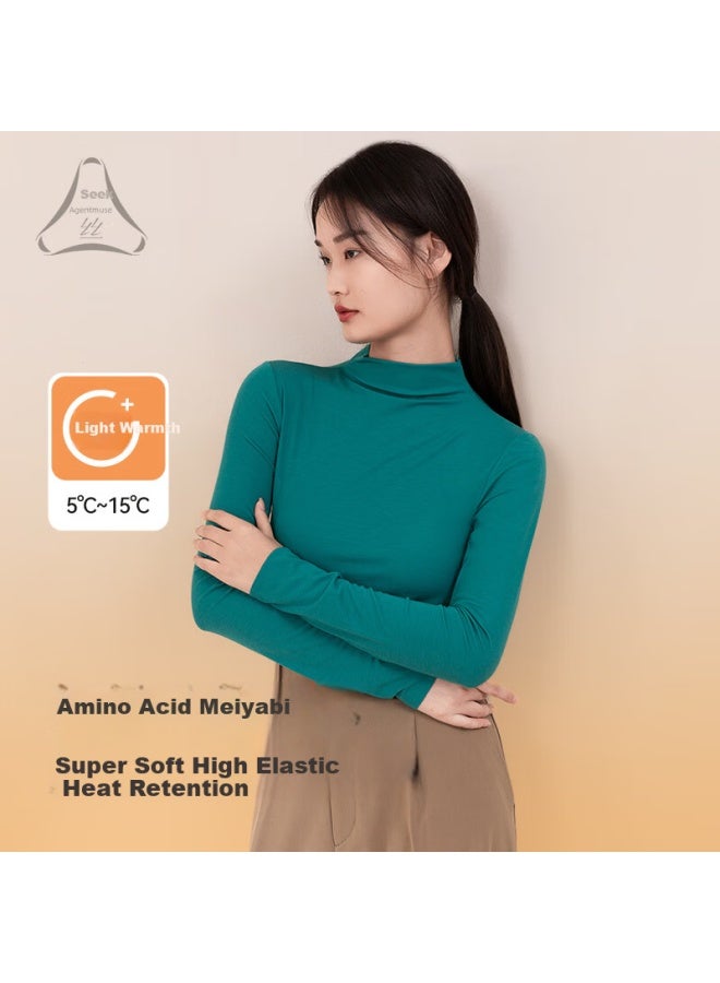 Agentmuse Soft Half Turtleneck Base Shirt Women Autumn Winter New Slim Warm Top 735 Pea Green S - Image 1