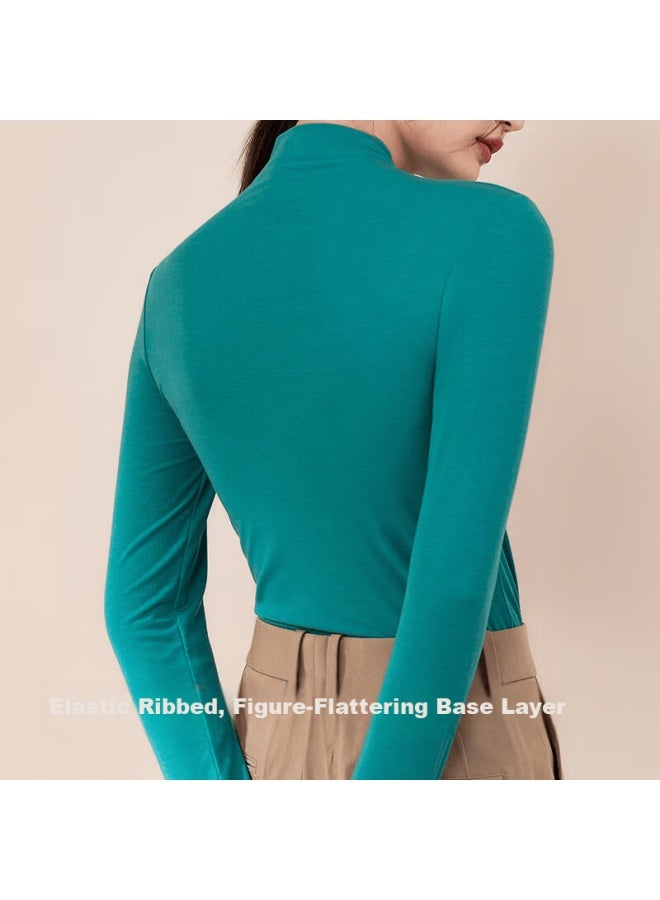 Agentmuse Soft Half Turtleneck Base Shirt Women Autumn Winter New Slim Warm Top 735 Pea Green S - Image 2