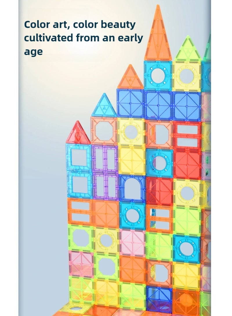 Loquat 120 Piece Magnetic Tiles, Construction Magnetic Blocks Toy Set 120 pcs 3+ Years - Image 2