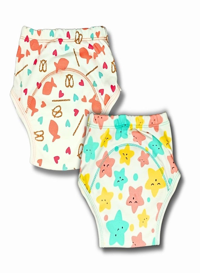 Kindermum, Training Pants, Quick-Dry Cotton Padded Underwear, Organic Dyes, Semi-Waterproof Shell, 4-Layer Absorbency, Pack of 2, Size M (7-11 Kg Kids) Aged 9-12 Months - Image 1