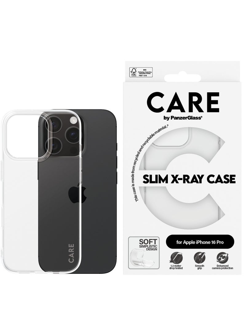 PanzerGlass حافظة الهاتف CARE من PanzerGlass® X-Ray لهاتف Apple iPhone 16 Pro شفافة، مختبرة للسقوط بارتفاع 1.2م، مصنوعة من البلاستيك المعاد تدويره، شحن لاسلكي، حماية معززة للكاميرا - Image 1