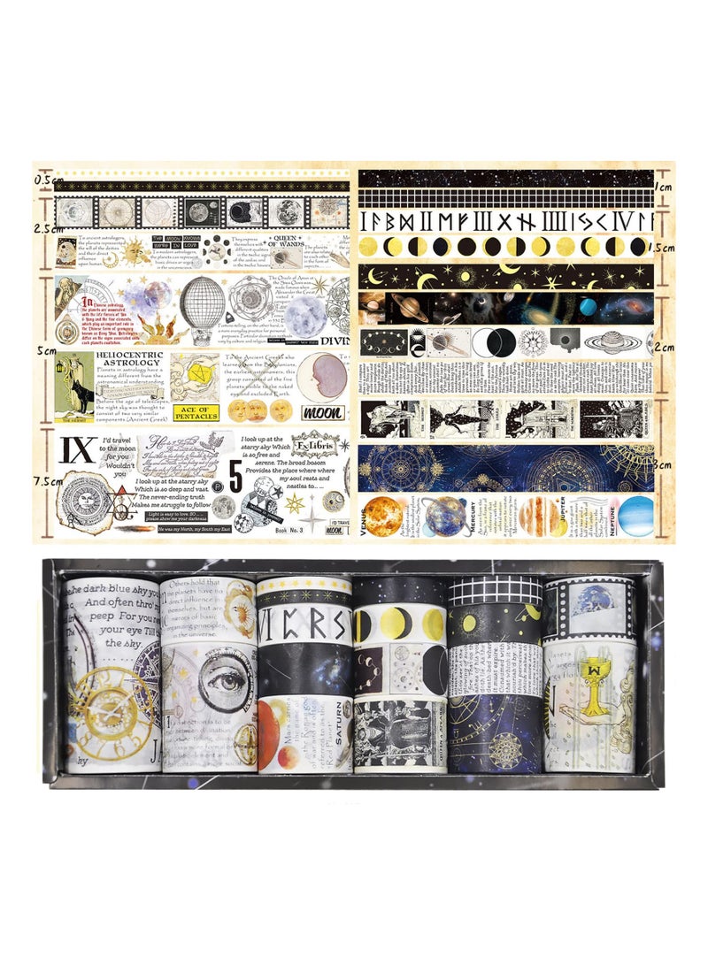 Zikra 18 Rolls Universe Washi Tape Decorative Washi Masking Tapes Set for Scrapbooking Gift Wrapping Decoration Arts Crafts for Journaling Bullet Junk Journal DIY Crafts - Image 1