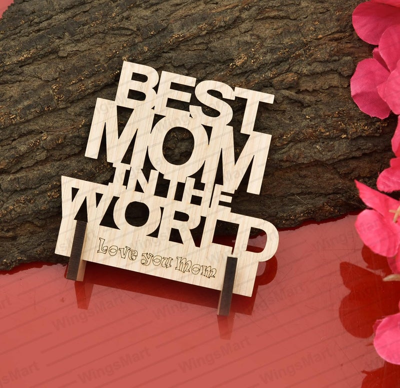 Wings Mart Love You Mom Printed Mug 330 ml with Best Mom Wooden Showpieces Best Gift for Mothers Day Gift for Mom Mother Mummy Grandmother Best Gift Mom Best Gift Combo Style A - Image 3