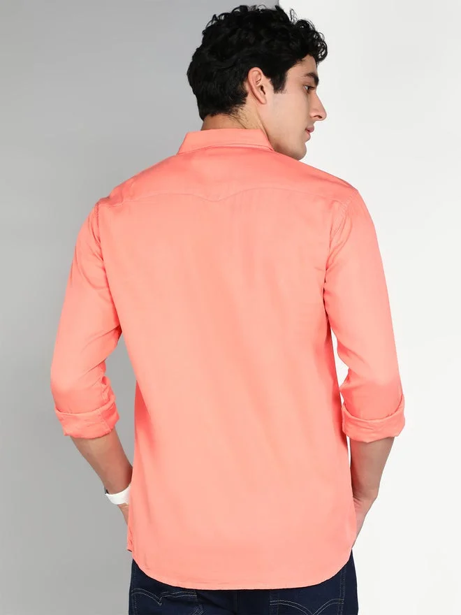 Kuons Avenue  KUONS AVENUE Men Peach Cotton Twill Shirt for Men | Best Price UAE