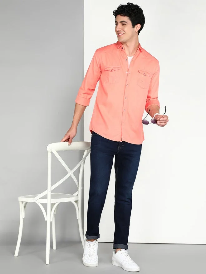 Kuons Avenue  KUONS AVENUE Men Peach Cotton Twill Shirt for Men | Best Price UAE