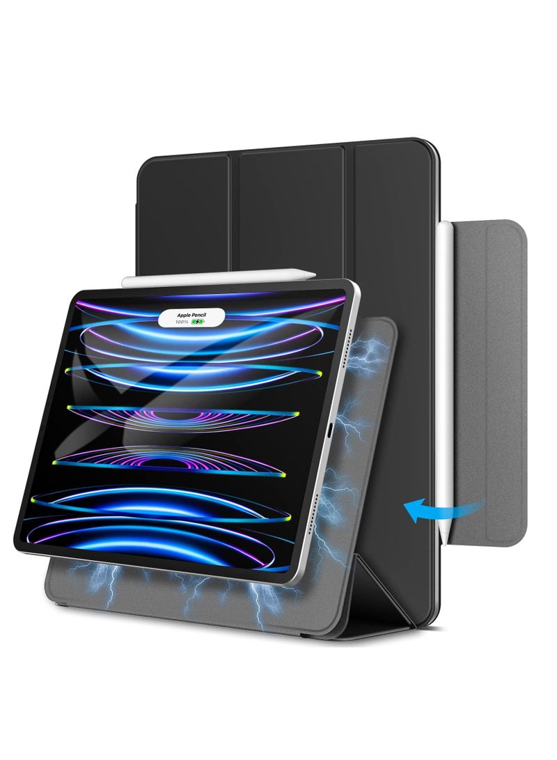جي تيك جراب مغناطيسي لجهاز iPad Pro 11 بوصة يدعم قلم رصاص من الجيل الثاني غطاء مرفق مغناطيسي للشحن مع إيقاظ تلقائي للنوم باللون الأسود - Image 1