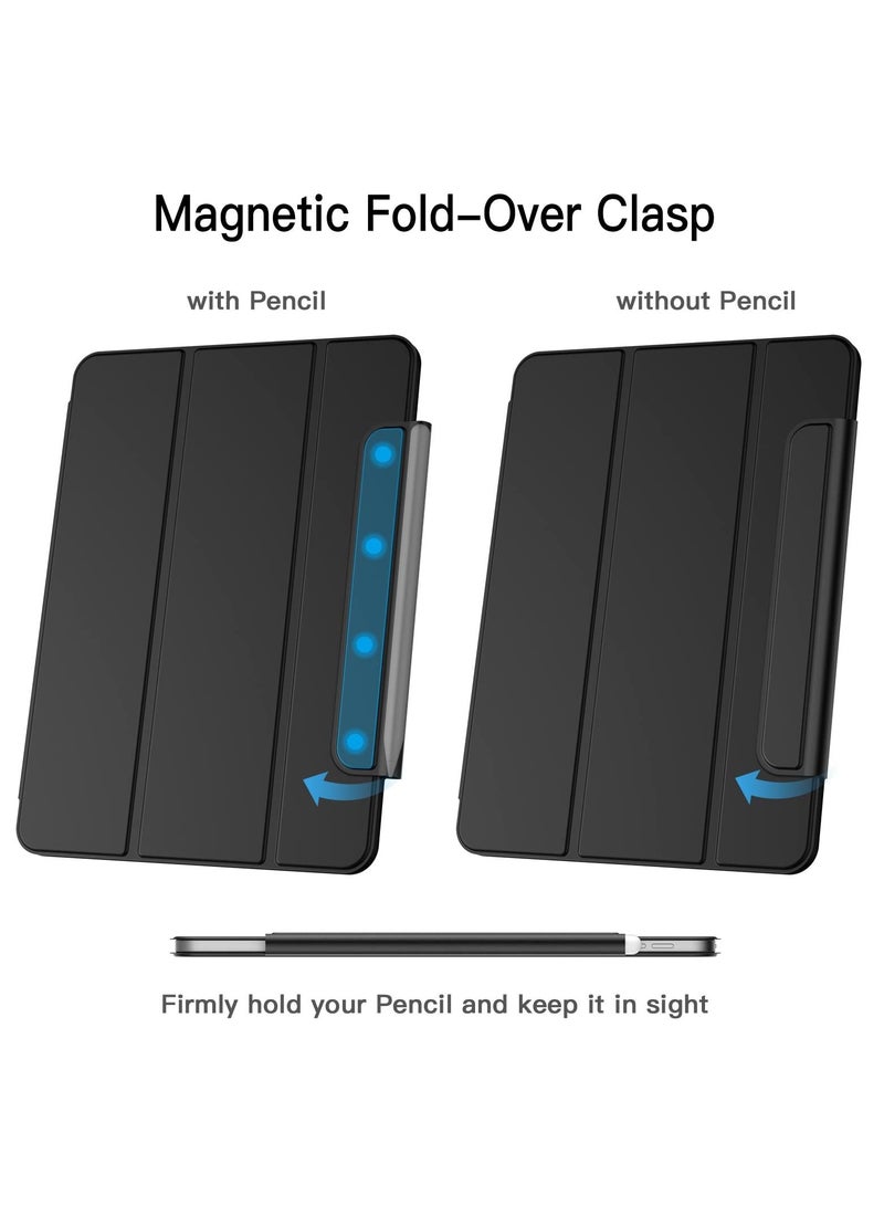 جي تيك جراب مغناطيسي لجهاز iPad Pro 11 بوصة يدعم قلم رصاص من الجيل الثاني غطاء مرفق مغناطيسي للشحن مع إيقاظ تلقائي للنوم باللون الأسود - Image 2