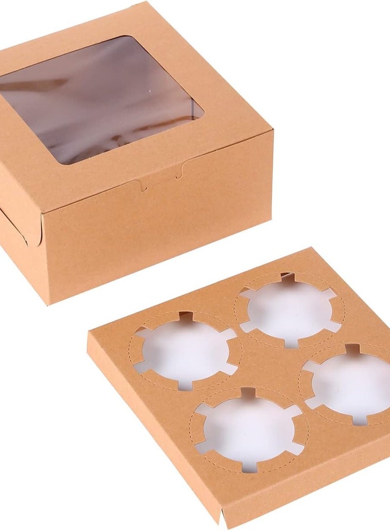 Red Dot Gift صندوق كعك كرافت من REDDOTGIFT® 4 تجاويف (عبوة من 12) مع إدخالات حاويات كعك مخبز لحاملات الكعك المنزلية - Image 1
