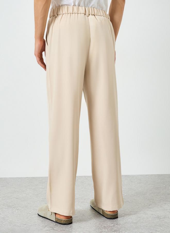 Take Two Men Beige Slant Pocket Pleated Straight Leg Pants - Image 4
