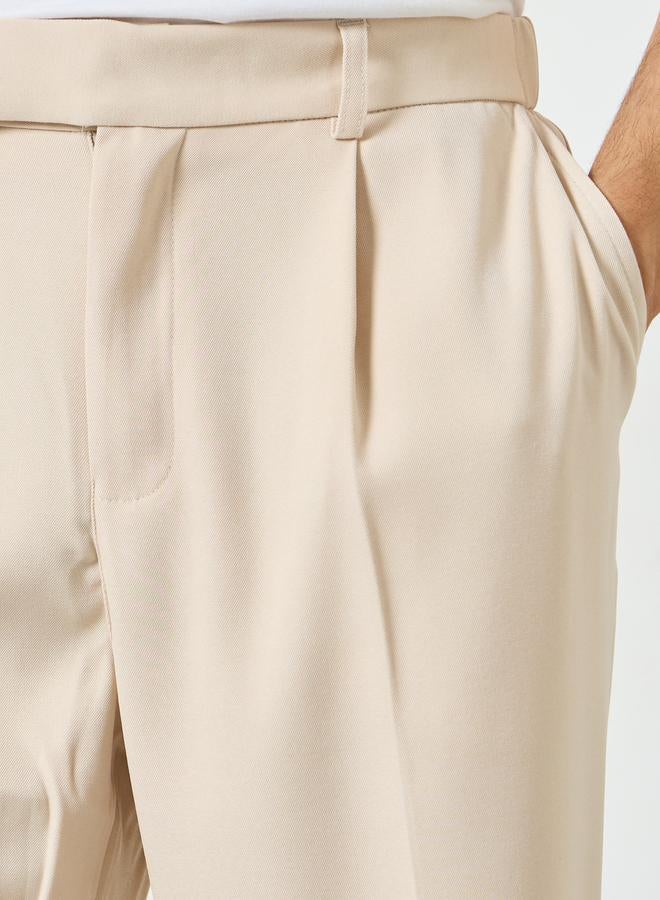 Take Two Men Beige Slant Pocket Pleated Straight Leg Pants - Image 3