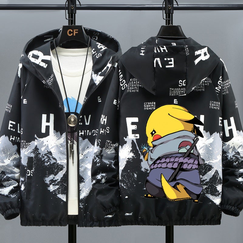 Autumn Student Coat Men'S Printed Fashionable Handsome Jacket Boys Coat Teenager Outerwear - Image 1