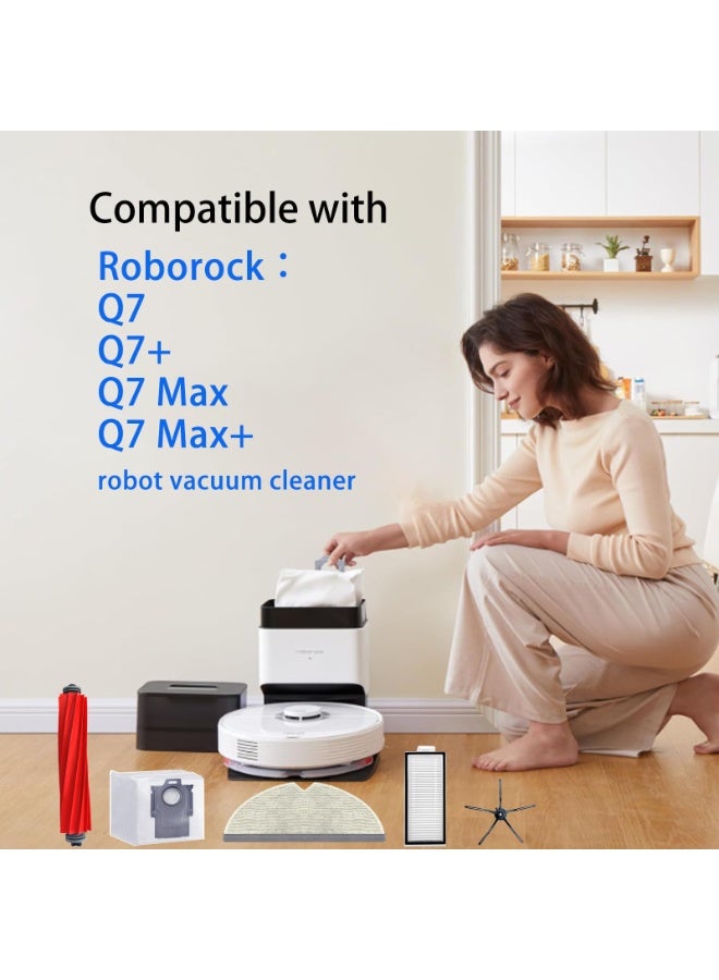 XICEN 28PCS Replacement Parts Compatible with Roborock Q7 Q7+ Q7 Max Q7 Max+ Robot Vacuum Cleaner, 2 Main Brush, 6 Mop Cloth Pads, 6 Side Brushes, 6 HEPA Filters, 6 Dust Bag, 2 Tool - Image 2