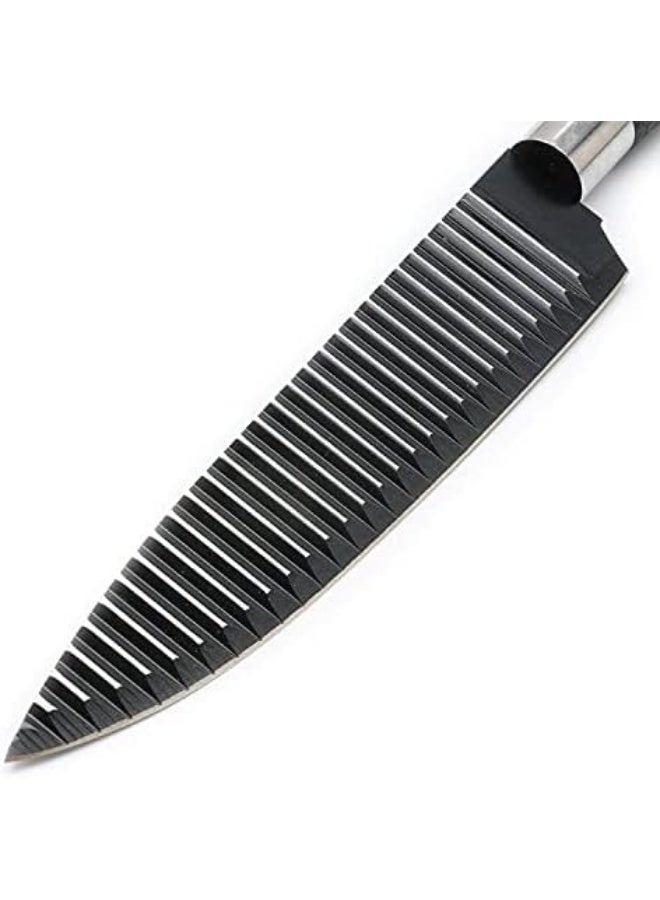 Stainless steel knife set (6 pieces, black) - Kitchen knife set with peeler and scissors - Non-stick lightweight kitchen knives with comfortable handle including chef's knife, slicing knife, paring knife, vegetable peeler, and scissors - Image 5