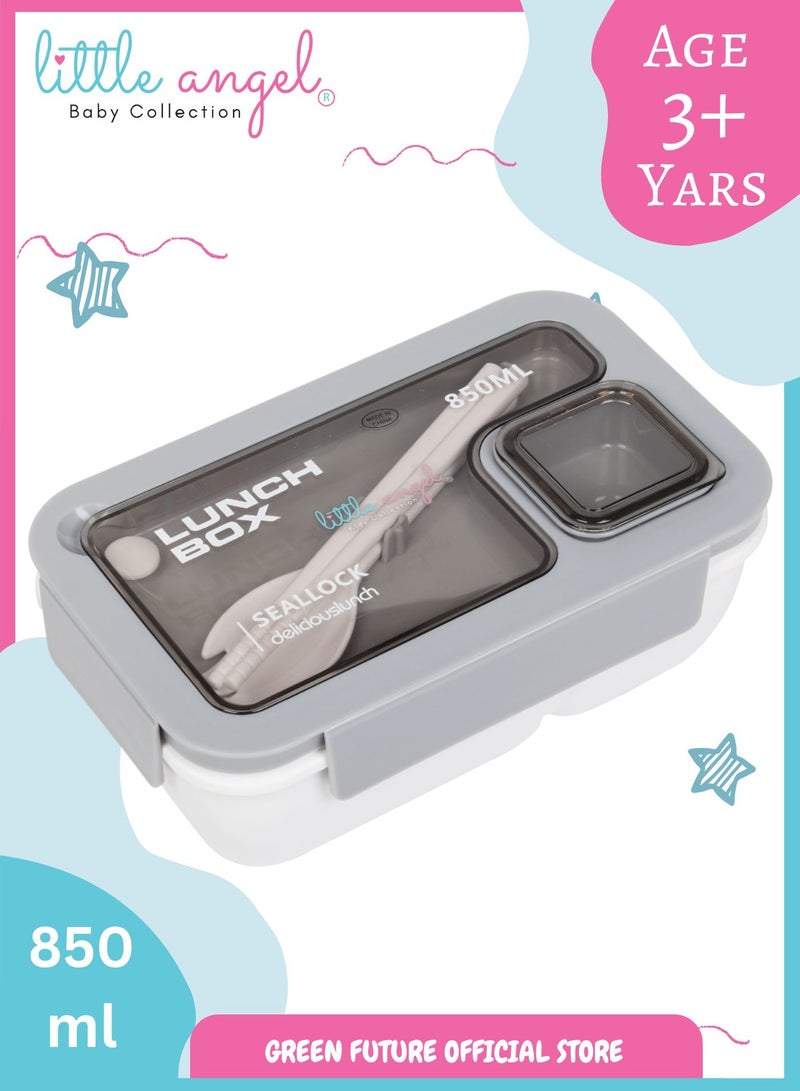 Little Angel Kids Bento Lunch Box 850ml – Leak-Proof, Insulated, Eco-Friendly, with Compartments and Utensils – Ideal for School & Travel  - Image 1