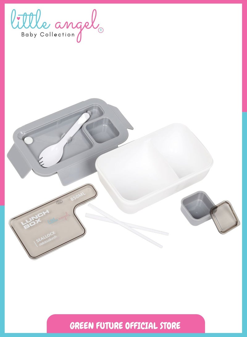 Little Angel Kids Bento Lunch Box 850ml – Leak-Proof, Insulated, Eco-Friendly, with Compartments and Utensils – Ideal for School & Travel  - Image 2