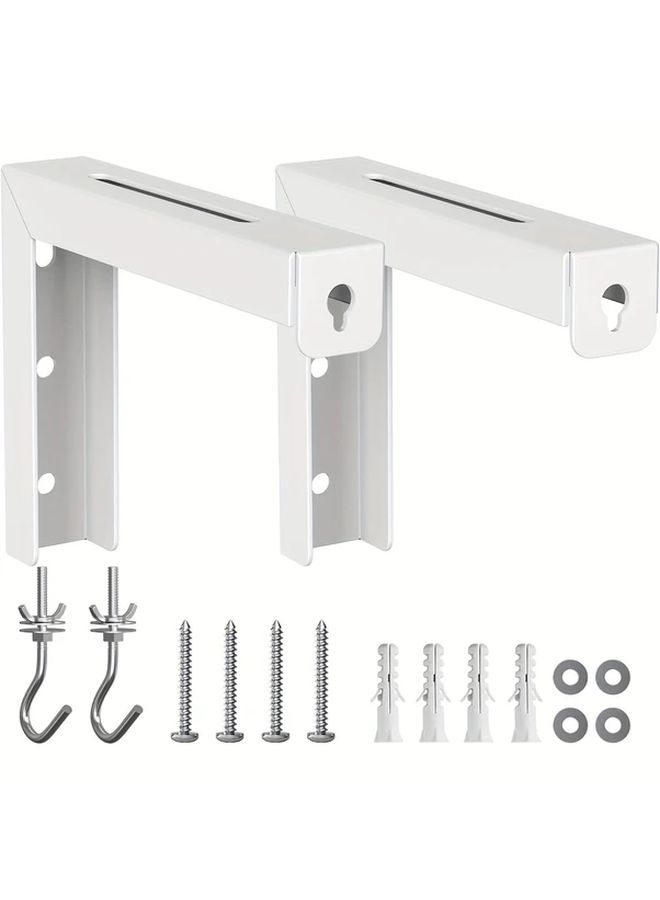 White Universal Projector Screen Ceiling Wall Mount Bracket 6 Inch Adjustable Extension Hook Kit Holds 66 Lbs - Image 2