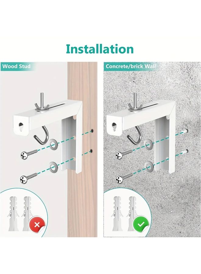 White Universal Projector Screen Ceiling Wall Mount Bracket 6 Inch Adjustable Extension Hook Kit Holds 66 Lbs - Image 5