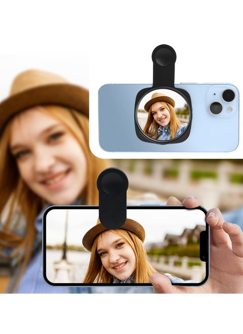 1pc Phone Rear Camera Selfie Mirror - See How You Look in The Back Camera - for High Definition Photos (Black)