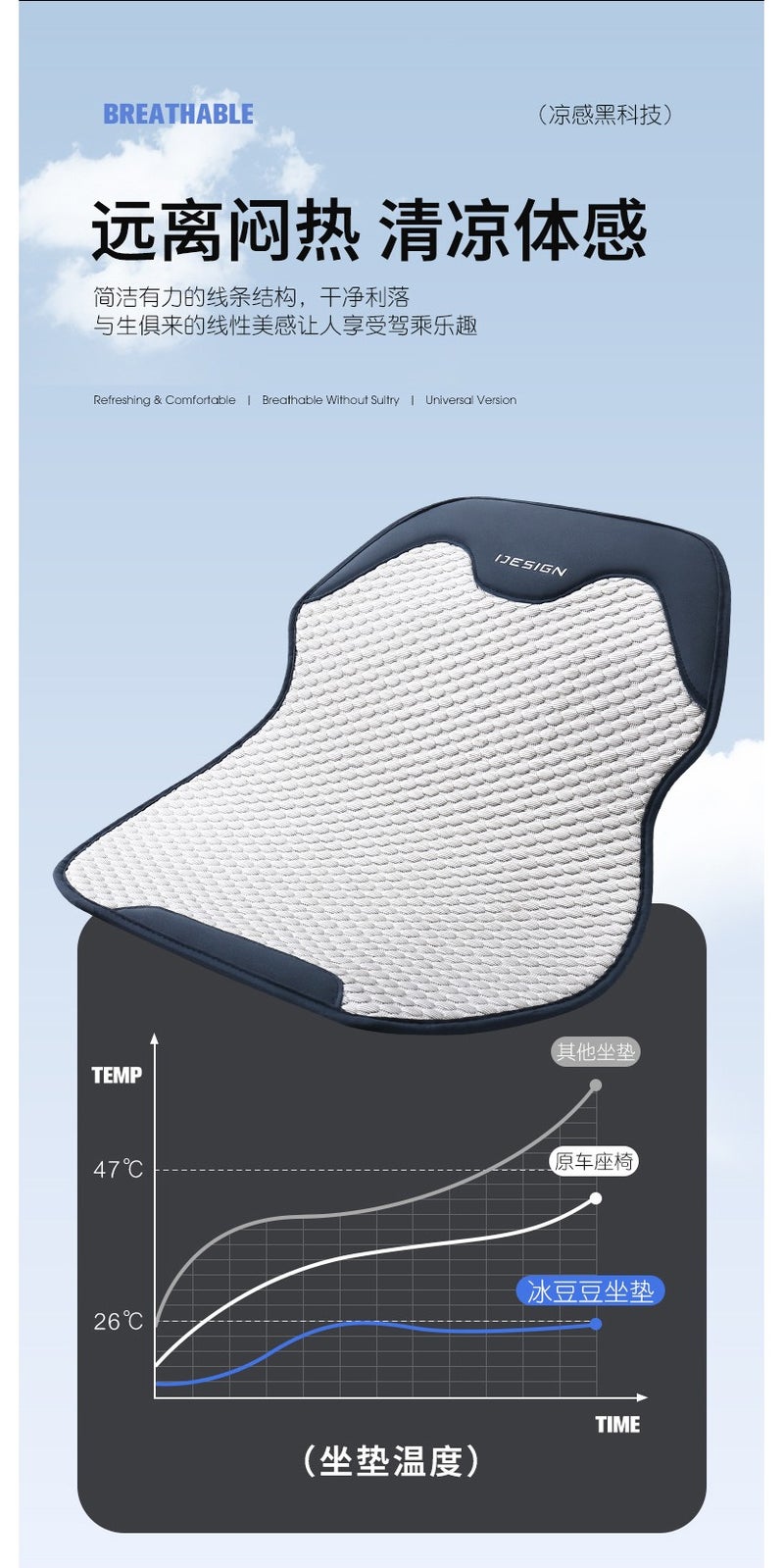 Ultra-Thin Cooling Seat Cushion for All Seasons - Breathable Summer Pad with Ice-Cooling Effect - Image 2