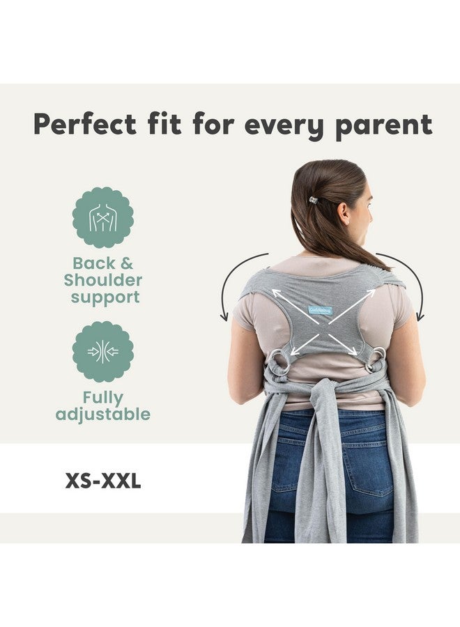 Cuddle Bug Cuddlebug CuddleCarry™ Hybrid Baby Wrap Carrier Light Easy Wear Infant Carrier, Front Carry, Adjustable Baby Wearing Wrap Newborn - Toddler, Stretchy Ergonomic Hands-Free Design, 0-36m (8-35 lbs) Grey - Image 5