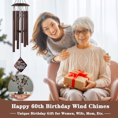 Doopeer 60th Birthday Gifts for Women 32 Bronze Wind Chimes Decorations 60 Year Old Happy Birthday Gifts for Mom Sister Wife Grandma Her - Image 3