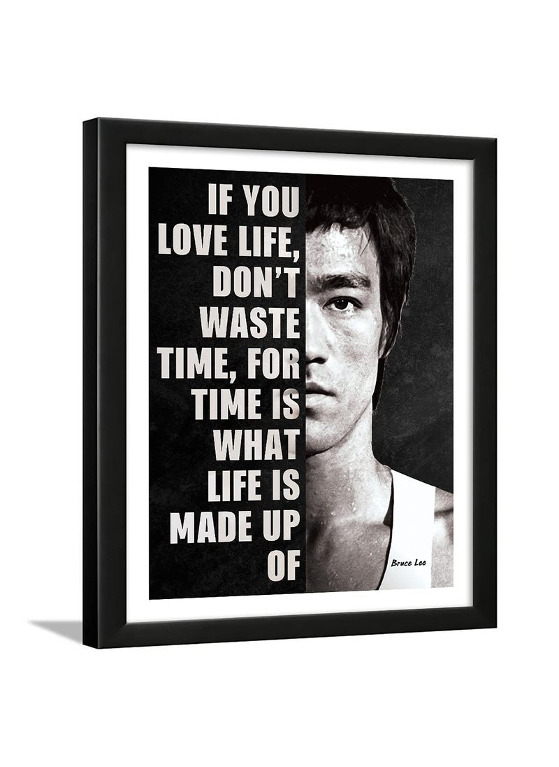 Chaka Chaundh Chaka Chaundh Bruce Lee Quotes Posters with Frame Bruce Lee Wall Frame Bruce Lee Posters Framed Bruce Lee Photo Frame 14 X 11 Inches lee vintage Bruce Lee Black  - Image 1