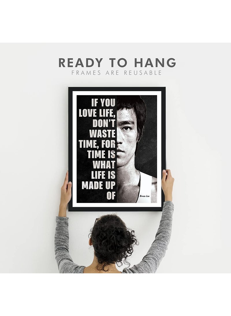 Chaka Chaundh Chaka Chaundh Bruce Lee Quotes Posters with Frame Bruce Lee Wall Frame Bruce Lee Posters Framed Bruce Lee Photo Frame 14 X 11 Inches lee vintage Bruce Lee Black  - Image 4
