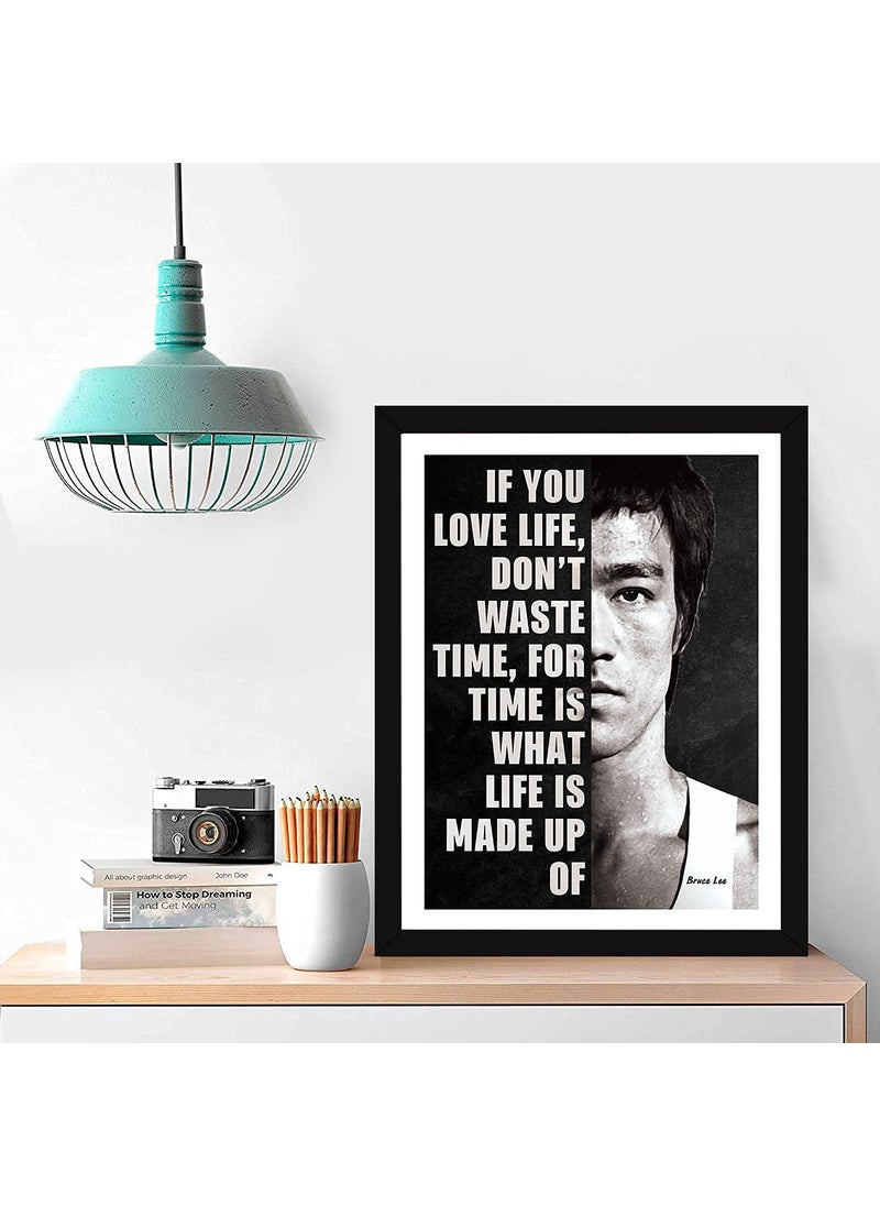 Chaka Chaundh Chaka Chaundh Bruce Lee Quotes Posters with Frame Bruce Lee Wall Frame Bruce Lee Posters Framed Bruce Lee Photo Frame 14 X 11 Inches lee vintage Bruce Lee Black  - Image 2