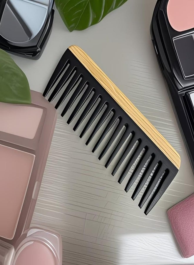 Boorika Wide Tooth Comb for Curly Hair - Bamboo Detangling Comb for Women & Men | Wet Hair Shower Safe | Natural Hair Detangler for Coily Wavy Thick Coarse Hair | Large Bamboo Wide Tooth Comb - Image 2