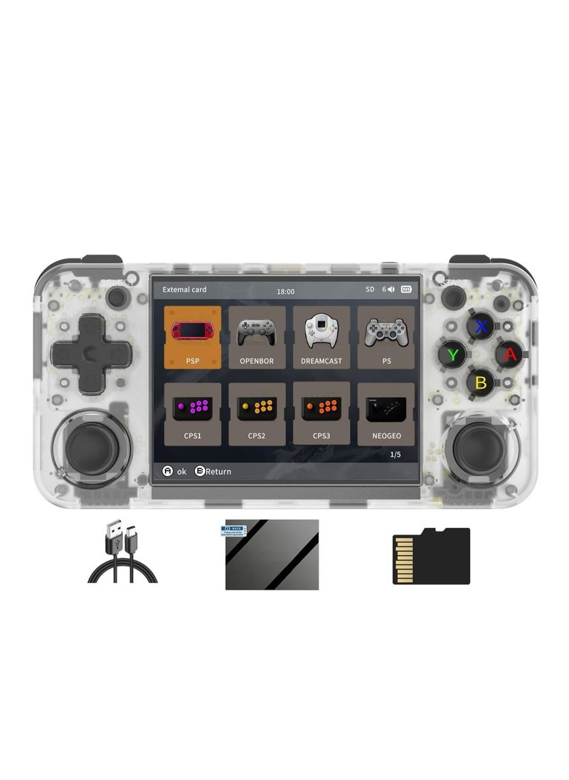 ANBERNIC  RG35XX H Retro Handheld Game Console, 3.5 Inch IPS Screen Linux System Built-in 64G TF Card 5528 Games Support HDMI TV Output 5G WiFi Bluetooth 4.2 (White)  - Image 1