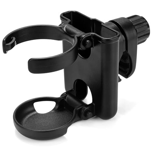 Accmor Stroller Cup Holder with Phone Holder Foldable Universal Cup Holder 360 Rotatable Bottle Holder for Stroller Bike Wheelchair Walker Scooter - Image 1