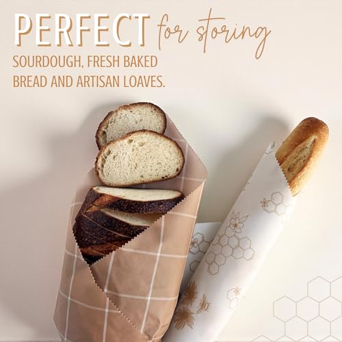 Nectar & Nest Beeswax Wraps for Food - Bread Wraps - Reusable Bread Storage Bags - Organic & Eco-Friendly Alternative to Aluminum Foil, Sourdough Bags & Plastic Wrap, Honeycomb Twill - Image 2