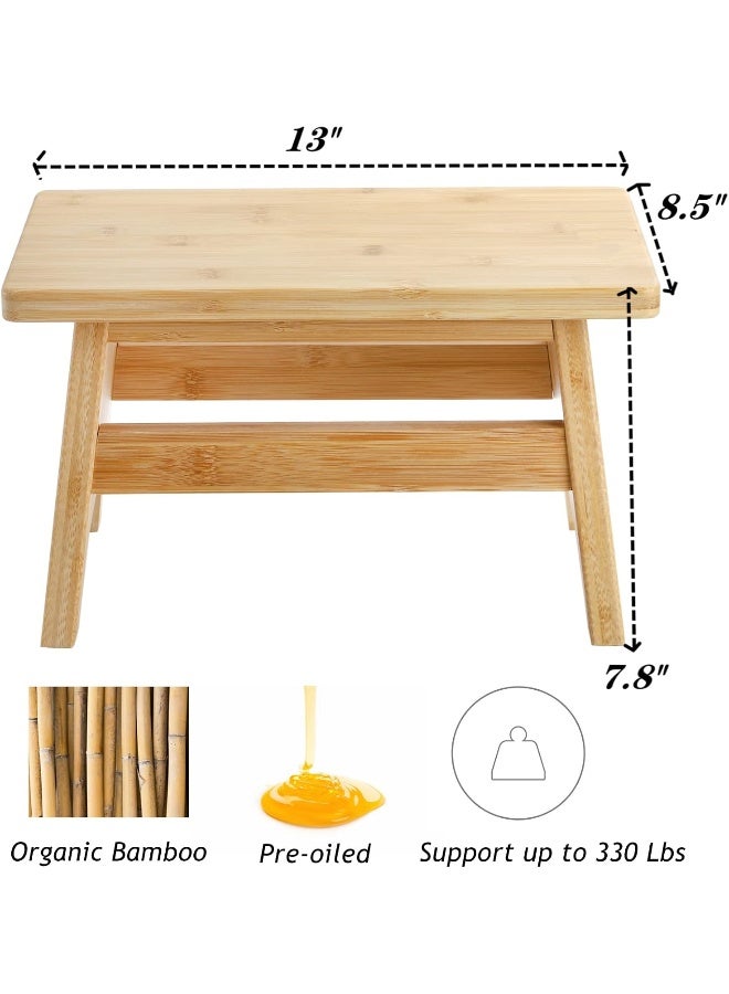 Lyellfe Bamboo Wooden Step Stool - Image 2