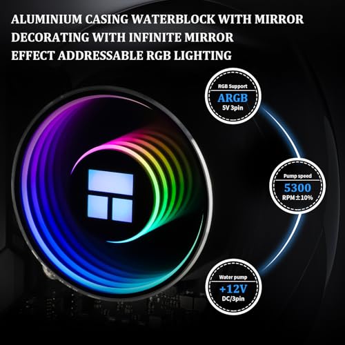 Thermalright مبرد وحدة المعالجة المركزية Thermalright Frozen Notte 360 Black ARGB V2، مبرد مياه 360 أسود، مواصفات مبرد وحدة المعالجة المركزية، 3×120 مم مراوح PWM، محامل S-FDB، مناسب لـ AMD/AM4، Intel LGA 1700/1150/1200/2011/2066 - Image 4