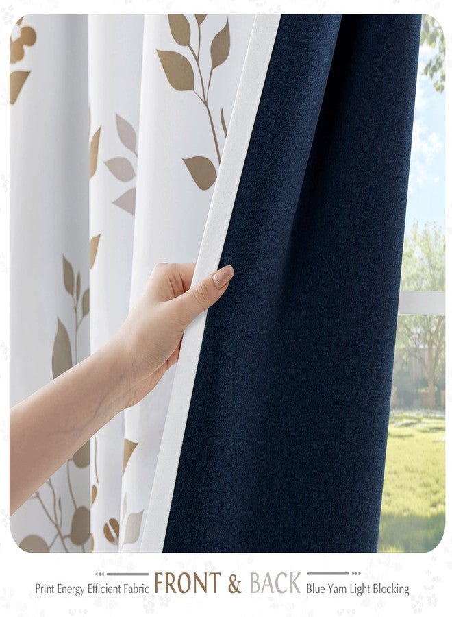 Beauoop ستائر Beauoop Floral المعتمة بنسبة 100%، طول 84 بوصة، لوحة واحدة، مناسبة لأبواب الفناء المنزلقة، عريضة للغاية، بنقشة زهور بنية فاتحة، فاصلة للغرفة، عازلة للحرارة والصوت، مزودة بحلقات معدنية، 100 × 84، طقم واحد - Image 3