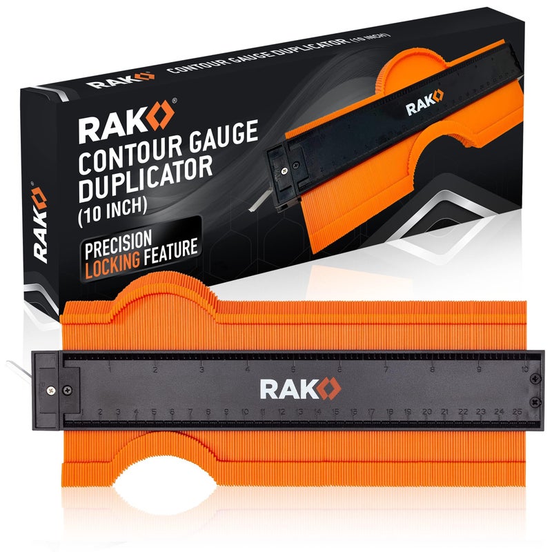 RAK Contour Gauge 10 Inch Edge Profile Measuring Tool Lock Adjustable Irregular Shape Outline of Flooring Laying Tile Woodwork Construction Ideal Gifts for Dad Men