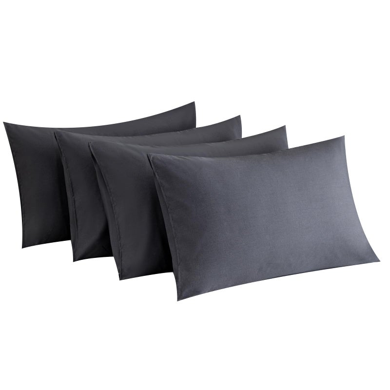 mini panda MINIPANDA Dark Gray Pillow Cases Standard Size Set of 4 - Super Soft, Smooth and Breathable Standard Pillow Cases- Envelope Design - Machine Washable Lightweight (20X26 Inches (4 Piece)) - Image 1