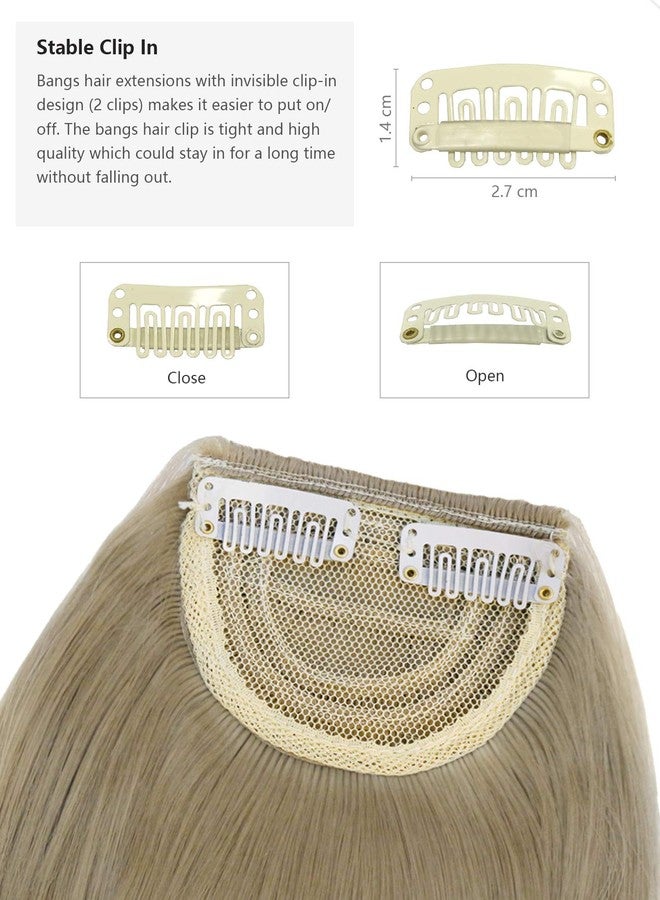 Rose bud Bangs Hair Clip in Bangs Hair Extensions Synthetic Flat Bang with Temples Front Face Fringe Bangs Hair Pieces for Women Natural Light Ash Blonde - Image 3