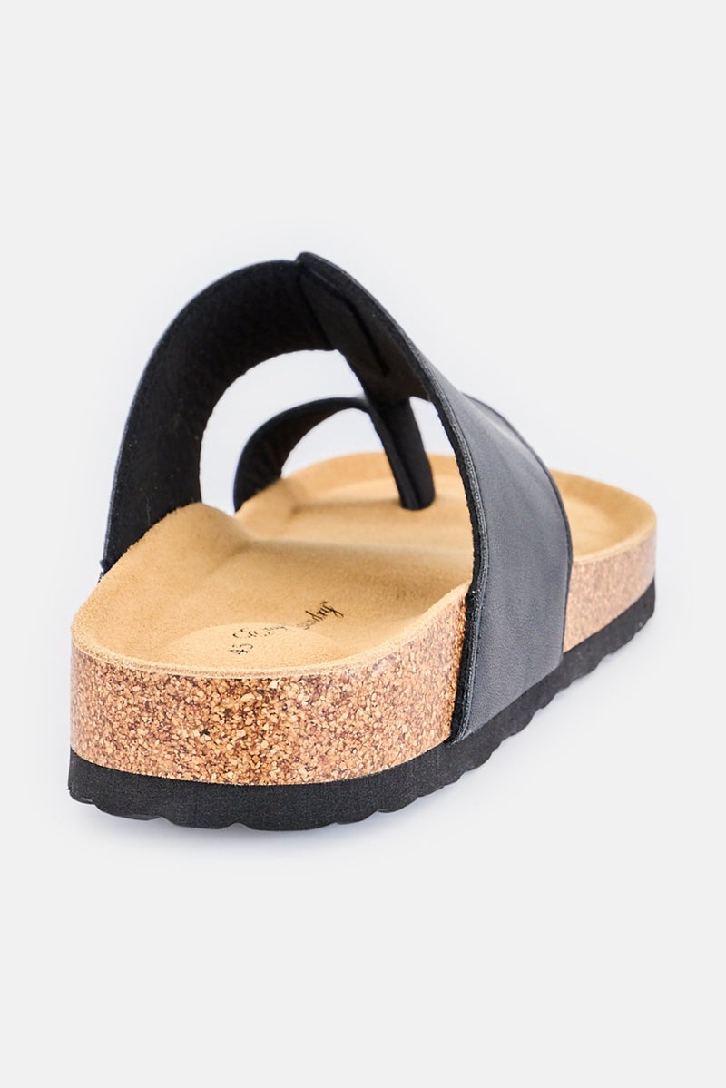 English Laundry Men Leather Slip On Cork Sandals, Black - Image 3