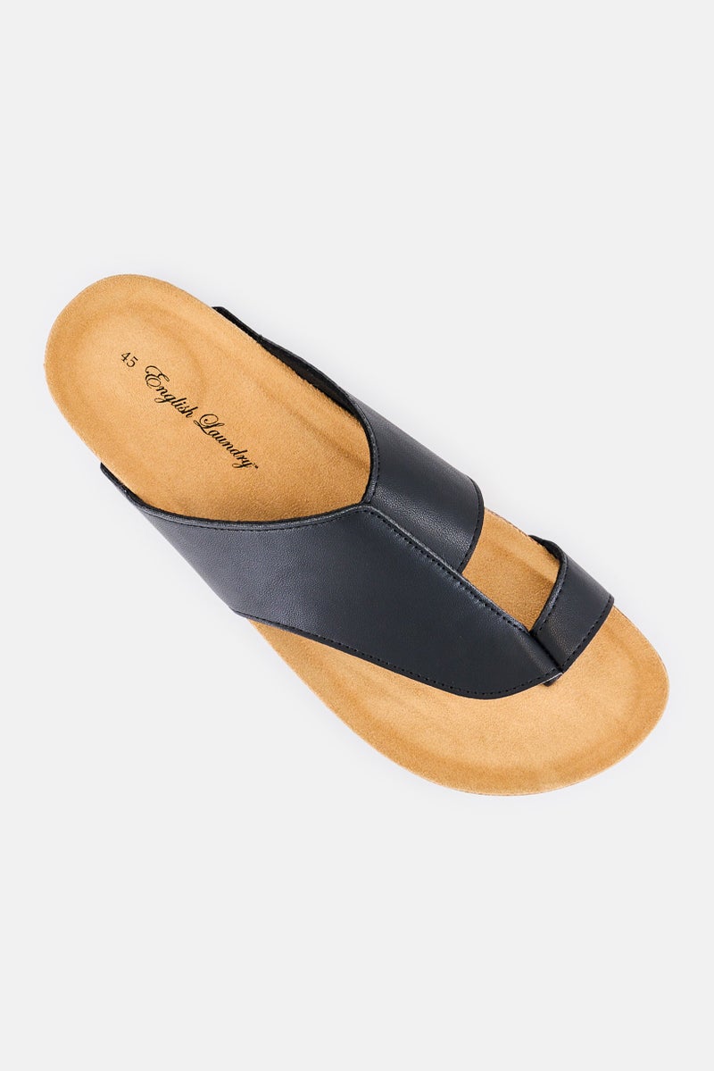 English Laundry Men Leather Slip On Cork Sandals, Black - Image 4