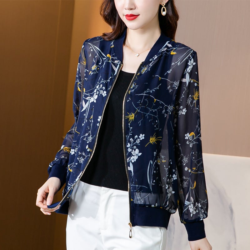 2024 Summer New Large Size Loose Fit Jacket Cardigan Top Short Jacket Trendy Printing Sun Protection Baseball Uniform For Women 8006# 