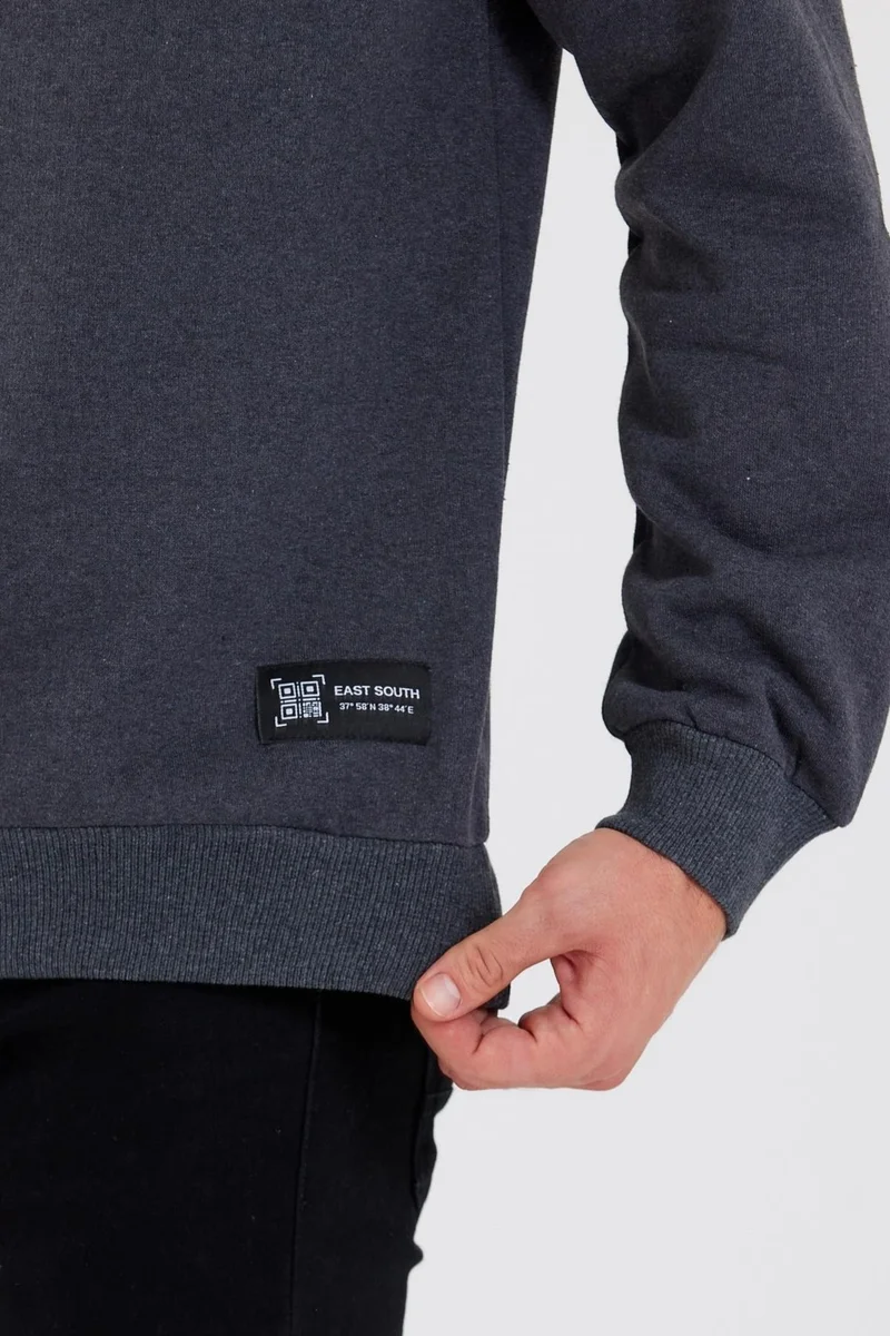 mmetalic Crew Neck Label Detail Cotton Inside Men's Sweatshirt