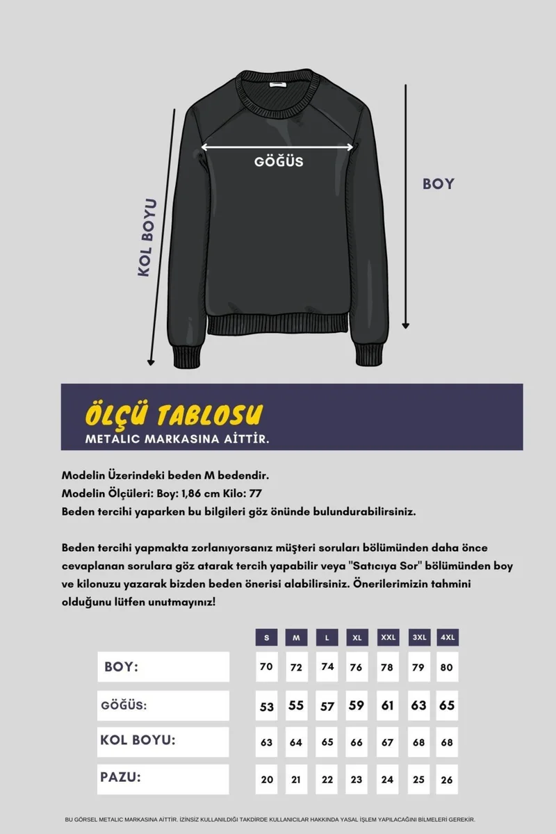 mmetalic Crew Neck Label Detail Cotton Inside Men's Sweatshirt