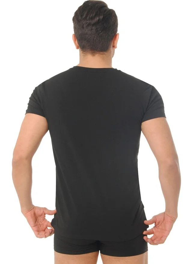 Aytuğ Men's Modal and Cotton Blend V-Neck Undershirt-Black