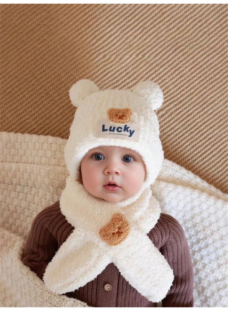 Winter Baby Hat and Warm Scarf Set with Cute Bear Design Ultra Soft Faux Fur Winter Accessory for Babies Aged 1-2 Years - Image 2
