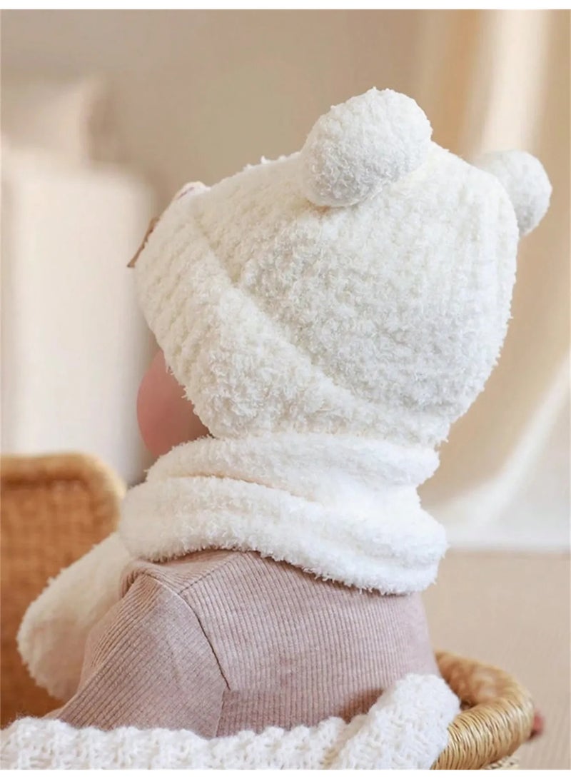 Winter Baby Hat and Warm Scarf Set with Cute Bear Design Ultra Soft Faux Fur Winter Accessory for Babies Aged 1-2 Years - Image 3