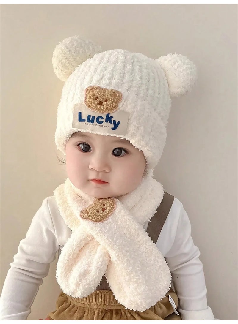 Winter Baby Hat and Warm Scarf Set with Cute Bear Design Ultra Soft Faux Fur Winter Accessory for Babies Aged 1-2 Years - Image 5